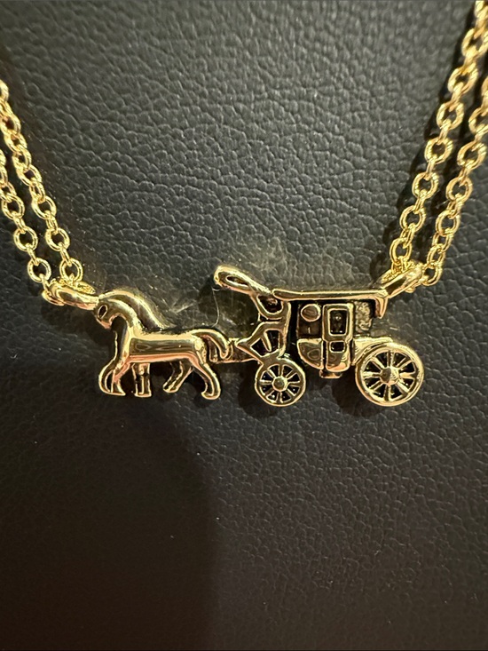 Coach Jewelry - COACH | Gold Plated Traditional Logo Horse & Carriage Pendant Necklace